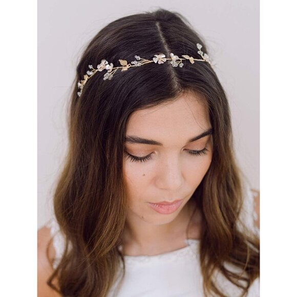 Wedding Headband Flower Leaf Bridal Hair Accessory for Brides Pieces Gold main image 4
